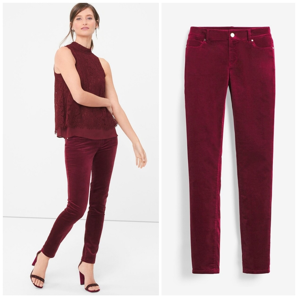 🆕️White House Black Market Red Velvet Skinny Jean SZ 00 Regular